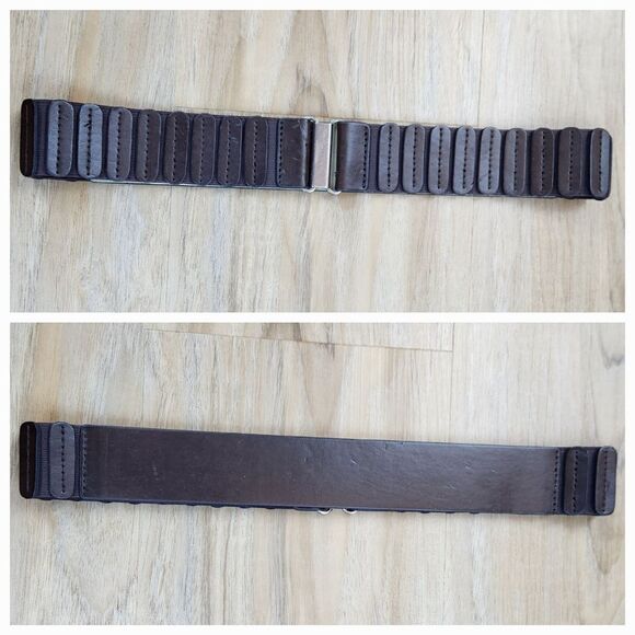 Vintage Accessories - 💜Vintage Brown Faux Leather & Elastic Dress Belt Small/Medium